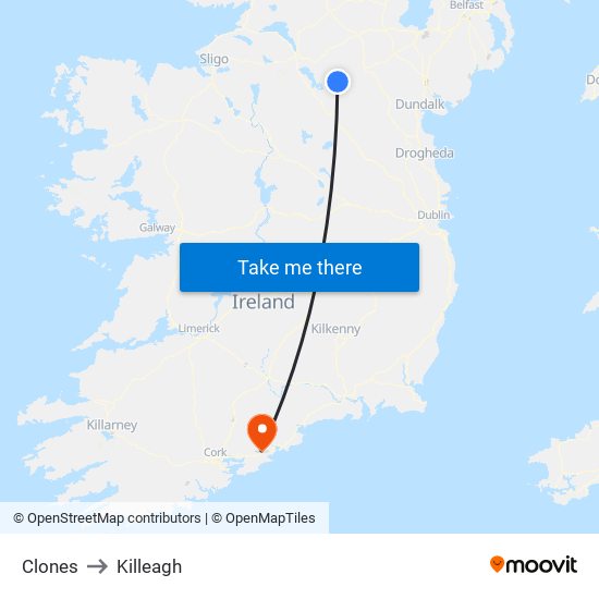 Clones to Killeagh map