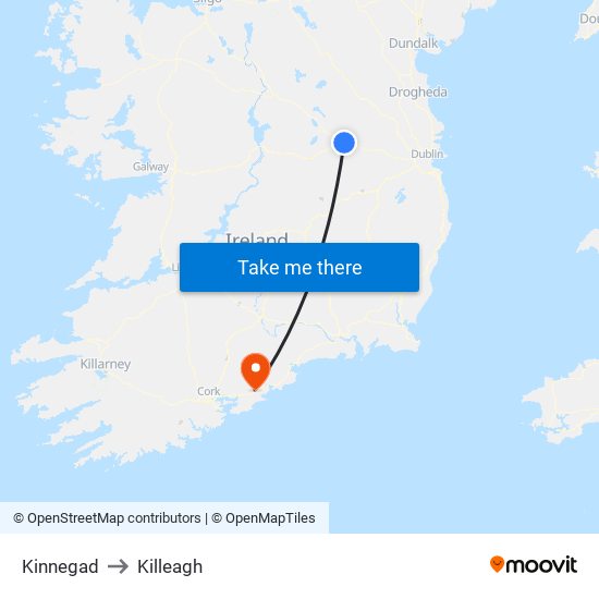 Kinnegad to Killeagh map