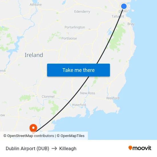Dublin Airport (DUB) to Killeagh map