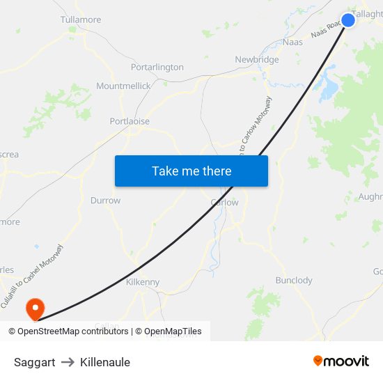 Saggart to Killenaule map