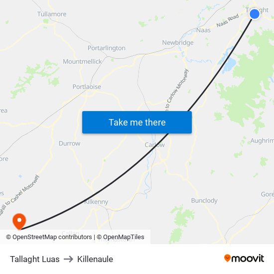 Tallaght Luas to Killenaule map