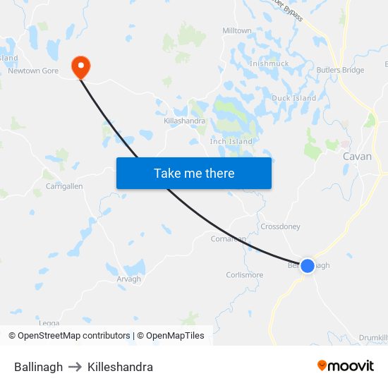 Ballinagh to Killeshandra map