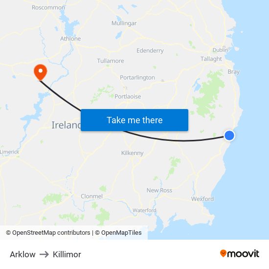 Arklow to Killimor map