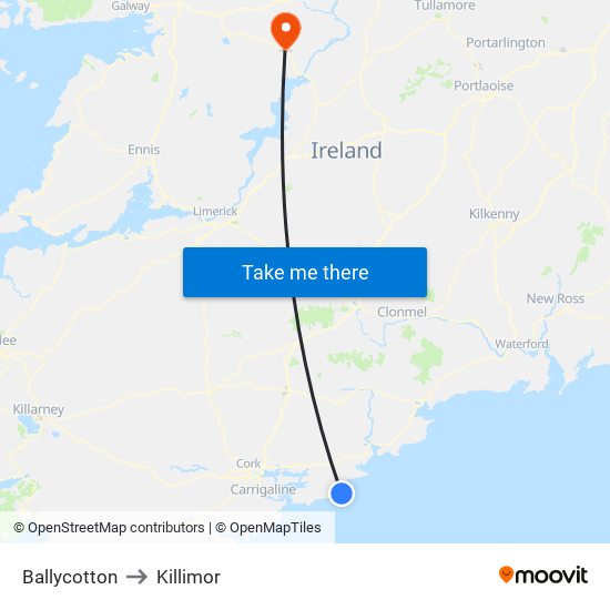 Ballycotton to Killimor map