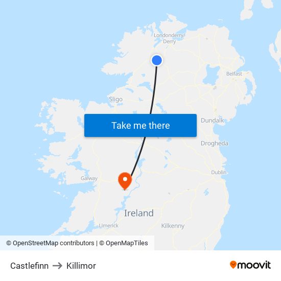 Castlefinn to Killimor map