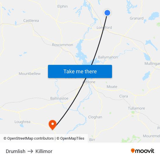 Drumlish to Killimor map