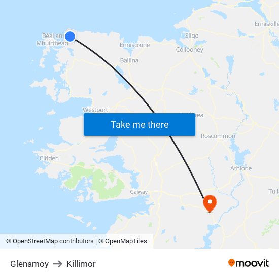 Glenamoy to Killimor map