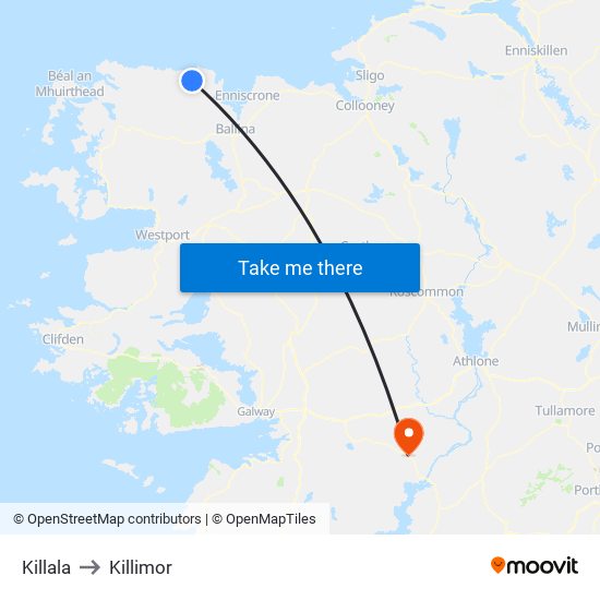 Killala to Killimor map