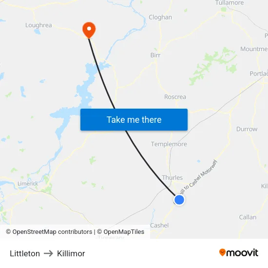 Littleton to Killimor map