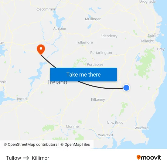 Tullow to Killimor map