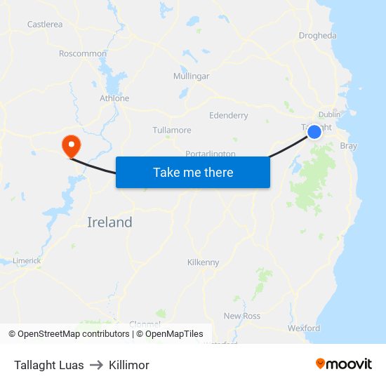 Tallaght Luas to Killimor map