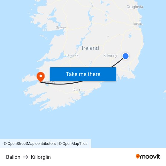 Ballon to Killorglin map