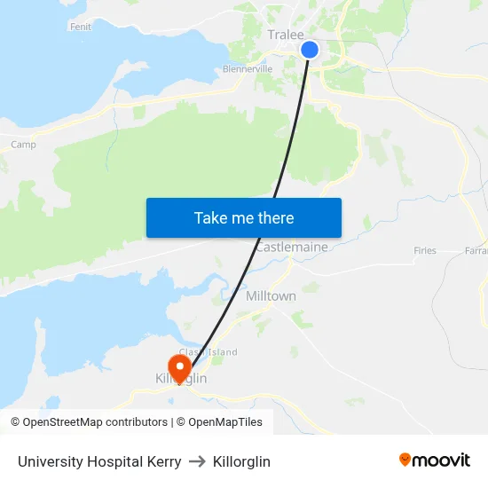 University Hospital Kerry to Killorglin map