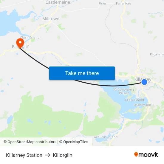 Killarney Station to Killorglin map