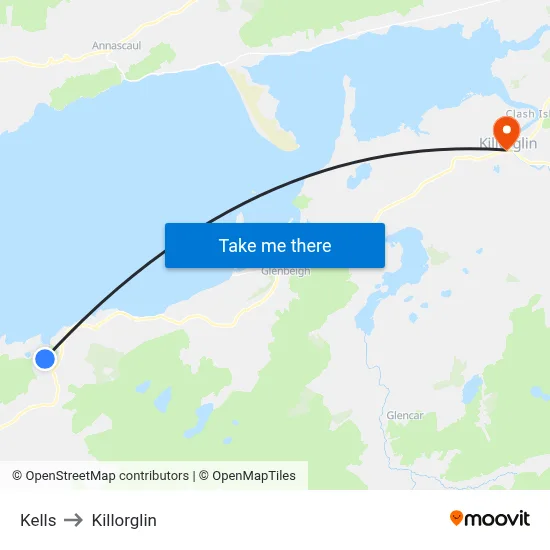 Kells to Killorglin map