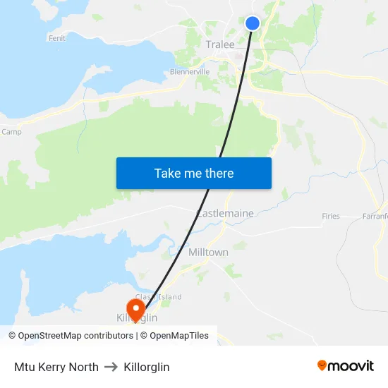 Mtu Kerry North to Killorglin map