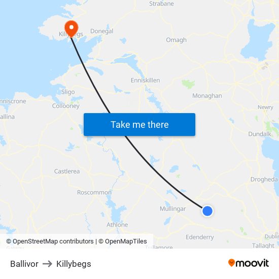 Ballivor to Killybegs map