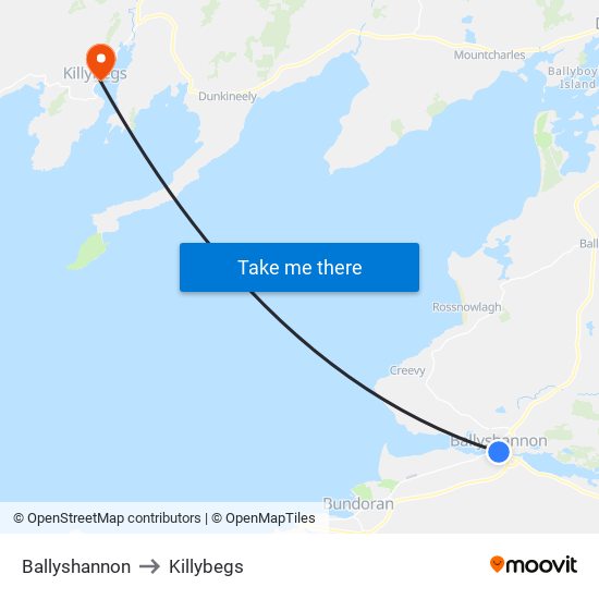 Ballyshannon to Killybegs map