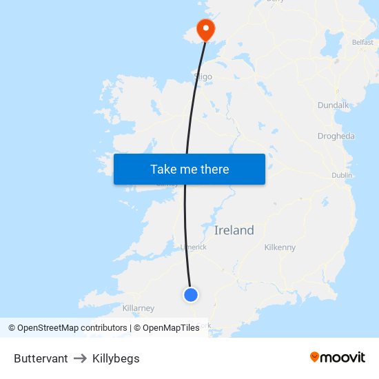 Buttervant to Killybegs map
