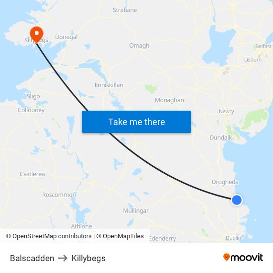 Balscadden to Killybegs map