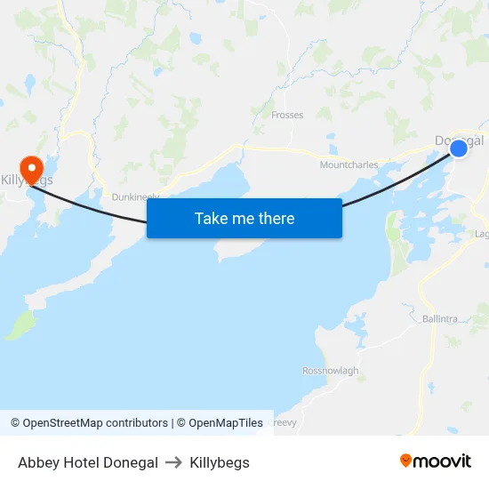 Abbey Hotel Donegal to Killybegs map