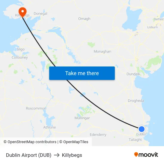 Dublin Airport (DUB) to Killybegs map