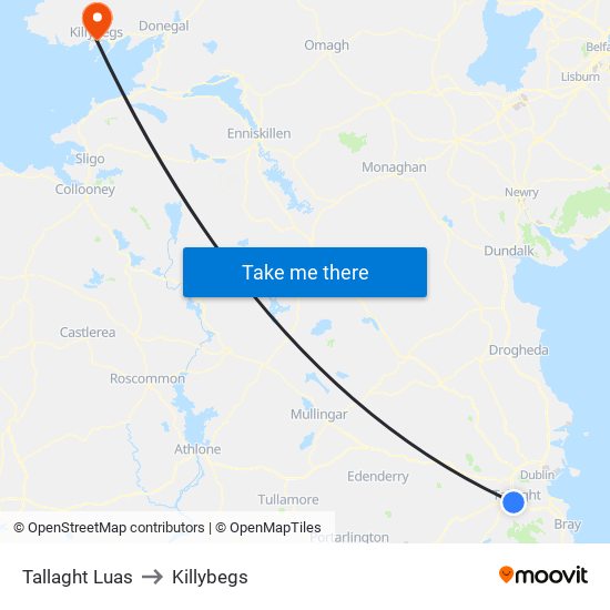 Tallaght Luas to Killybegs map