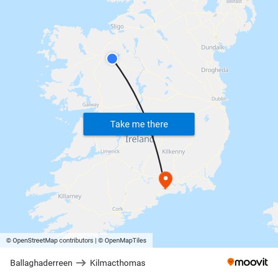 Ballaghaderreen to Kilmacthomas map