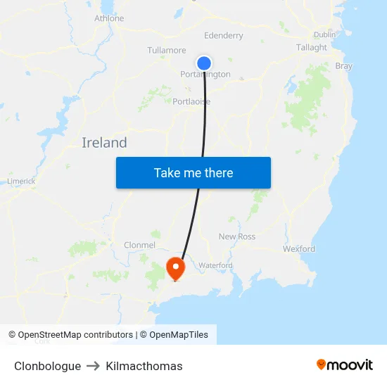 Clonbologue to Kilmacthomas map