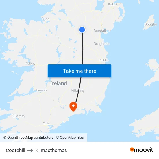 Cootehill to Kilmacthomas map