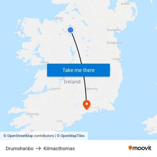 Drumshanbo to Kilmacthomas map