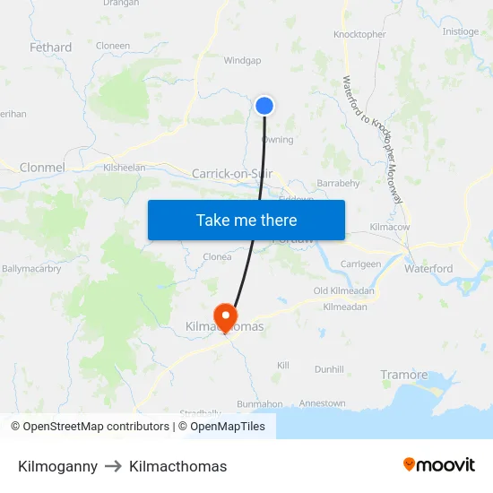 Kilmoganny to Kilmacthomas map