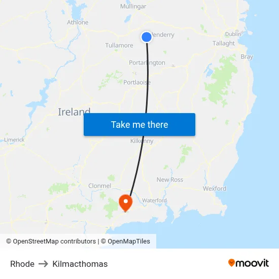 Rhode to Kilmacthomas map