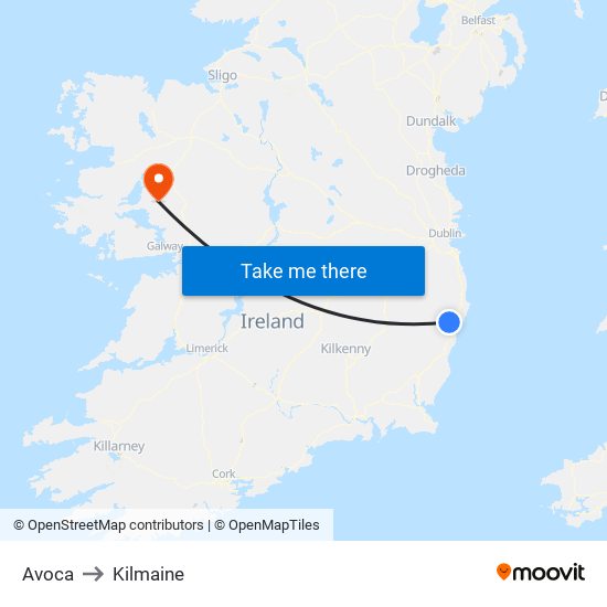 Avoca to Kilmaine map