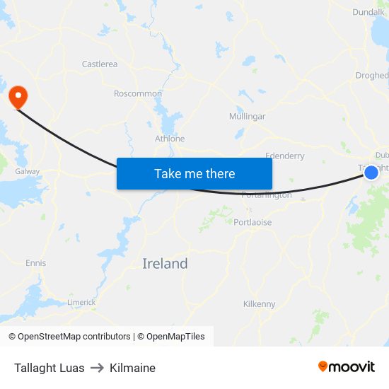 Tallaght Luas to Kilmaine map