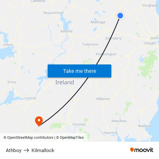 Athboy to Kilmallock map