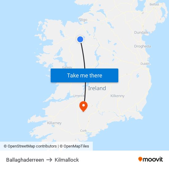 Ballaghaderreen to Kilmallock map