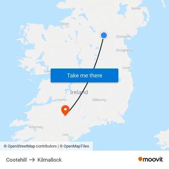Cootehill to Kilmallock map