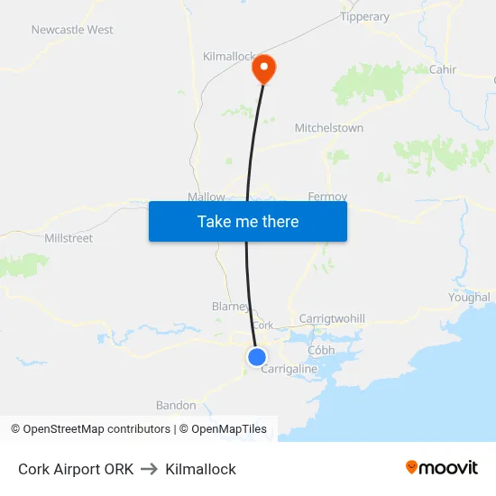 Cork Airport ORK to Kilmallock map