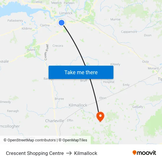 Crescent Shopping Centre to Kilmallock map