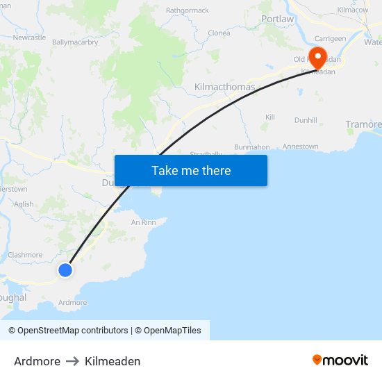 Ardmore to Kilmeaden map