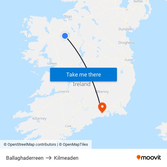 Ballaghaderreen to Kilmeaden map