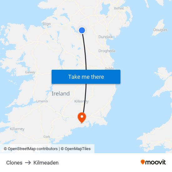 Clones to Kilmeaden map