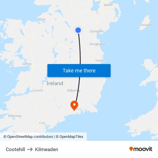 Cootehill to Kilmeaden map