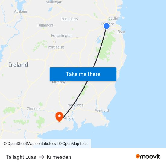 Tallaght Luas to Kilmeaden map