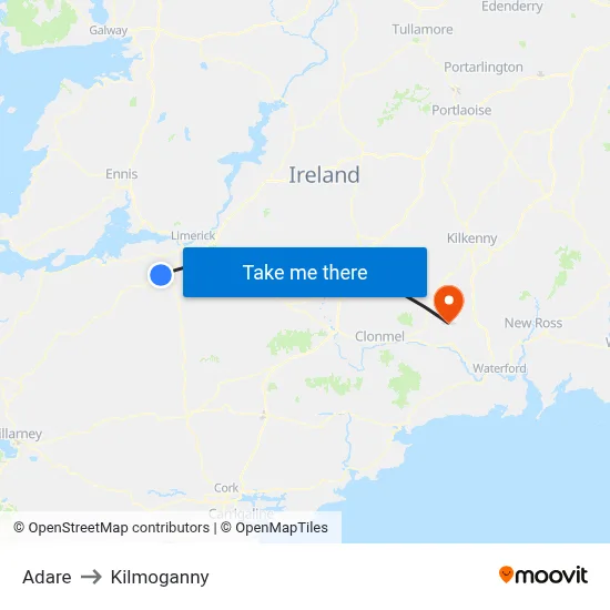Adare to Kilmoganny map