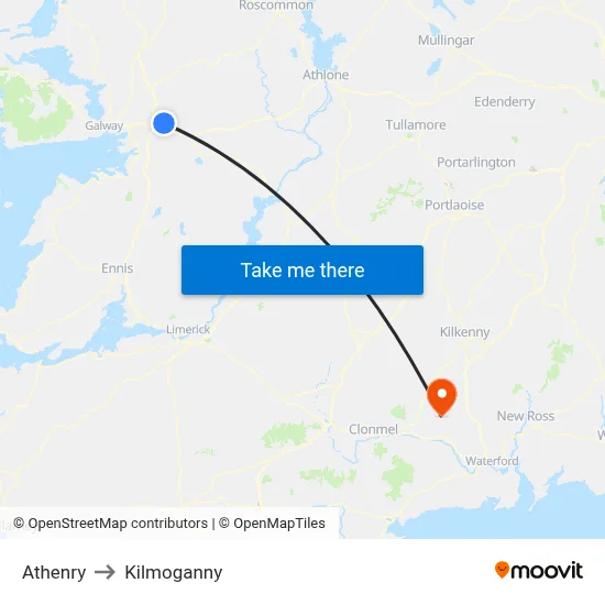 Athenry to Kilmoganny map
