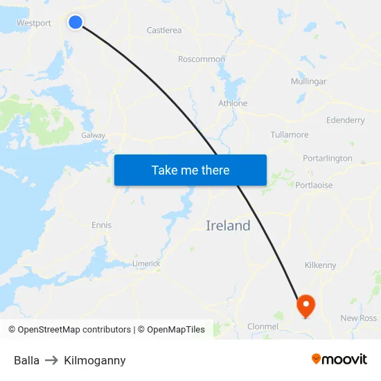 Balla to Kilmoganny map