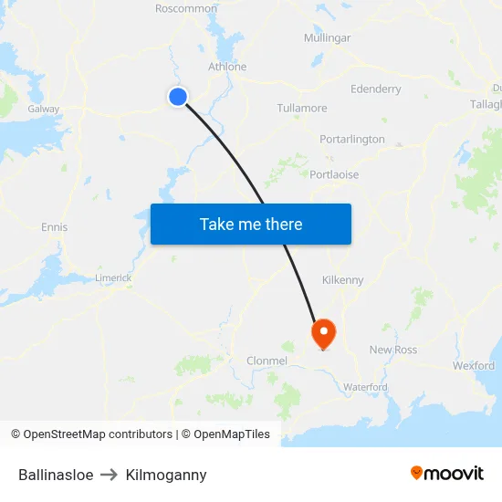 Ballinasloe to Kilmoganny map