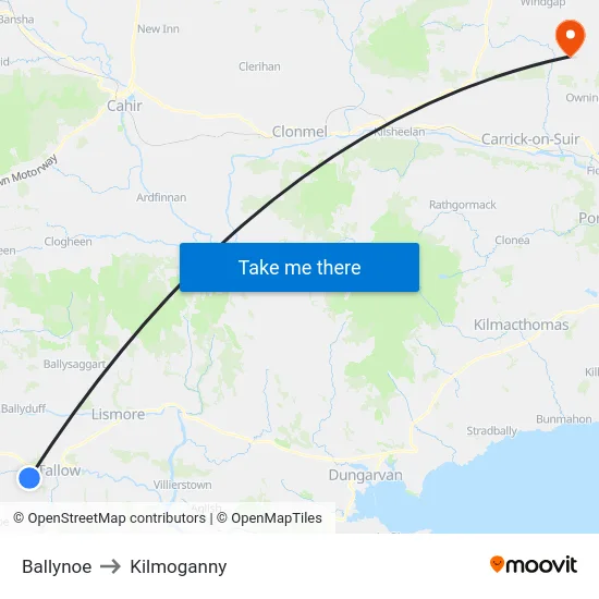 Ballynoe to Kilmoganny map